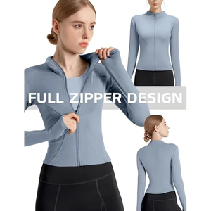 <b>Yoga</b> <b>Jacket</b> with Side Pockets Women's Regular Zip up Kangaroo Pocket Button Lightweight Stretch Gym Running Wear - Product Image 4