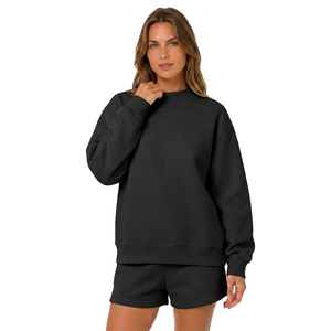 Sudadera de Forro Polar Grueso Personalizada para Mujer al por Mayor con Hombros Caídos, Logotipo Personalizado, Suministro para Marcas de Streetwear - Product Image 2