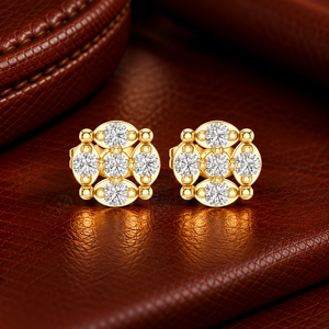 ต่างหูเพชรทรงกลมเพาะเลี้ยงในห้องปฏิบัติการ ทองคำแท้ 14K 18K ดีไซน์ดอกไม้แบบกลุ่ม พร้อมตัวล็อกแบบเกลียว 0.35 กะรัต DEFVVS ต่างหูแฟชั่น ODM - Product Image 1