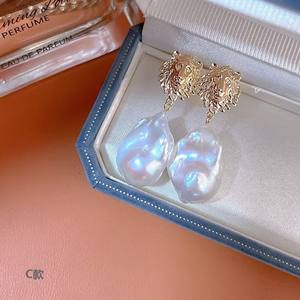 ต่างหูไข่มุกน้ำจืดสไตล์บาร็อคแฟชั่นฤดูร้อน - Product Image 3