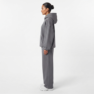 Women'<b>s</b> Baggy Hooded Fleece <b>Tracksuit</b> Loose Fit Oversize Drop Shoulder 500g GSM Winter Streetwear 2 in 1 Design - Product Image 3