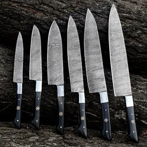 Ensemble de couteaux de cuisine professionnels japonais en acier damas à 67 couches, manche en bois Pakka, 5 pièces, acier inoxydable écologique - Product Image 3