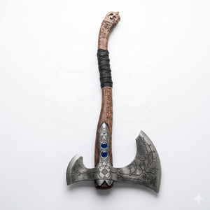 SCL Viking Industrial Grade High Carbon Steel Flat Backed Double Blade Splitting Axe Head Handmade <b>Etched</b> Rose Wood 1kg 1 Year - Product Image 1