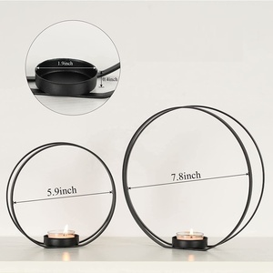 ขาตั้งเทียนทีไลท์แบบห่วงโลหะสีดำทนทานของตกแต่งบ้านหรูหราสำหรับเทศกาลคริสต์มาสขาตั้งโลหะมาตรฐาน - Product Image 2