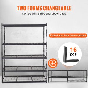 5-Tier Adjustable 2000 Lbs Capacity Heavy Duty Metal Garage Shelves Storage Shelving Unit Organizer <b>Wire</b> <b>Rack</b> Black 60"L" - Product Image 5