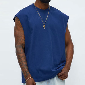 Cheap Price Hot Selling <b>Men's</b> Gym Vest Sporty Neck Summer Fit Loose Design <b>Longline</b> Tank Top Quick Dry Breathable Oversized Boxy - Product Image 4