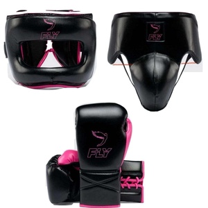 Fly <b>Boxing</b> <b>Set</b> Black Pink PU <b>Boxing</b> <b>Sparring</b> <b>Set</b> Headgear Chest Protector Gloves Training Gear Protective Equipment - Product Image 1