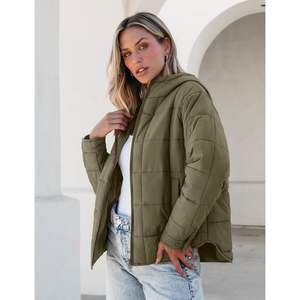 Chaqueta acolchada Reversible para mujer 2025, abrigo ligero acolchado con bolsillos con cremallera, chaqueta hinchada de otoño con capucha a la moda - Product Image 2