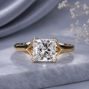 Élégante bague solitaire en argent S925 avec moissanite taille princesse pour femme, 3,04 carats, qualité VS EF, bijoux en or jaune 3 carats - Product Image 1