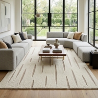 Tapis moderne fait main en laine bouclée tuftée, motif abstrait ligné, tapis de luxe sur mesure pour la décoration du salon
