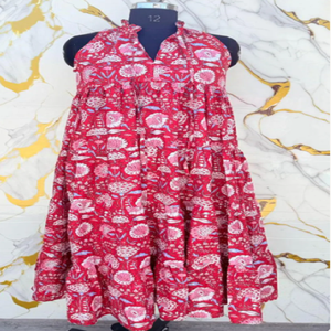 <b>Indian</b> Hand Block <b>Printed</b> Cotton Midi <b>Dress</b> with Bohemian Wrap Silhouette Lightweight Fabric for Summer Holiday Wear - Product Image 5