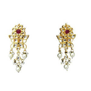 Pendientes colgantes Meenakari Kundan, modernos, chapados en oro, aleación, joyería tradicional india para mujer - Product Image 1