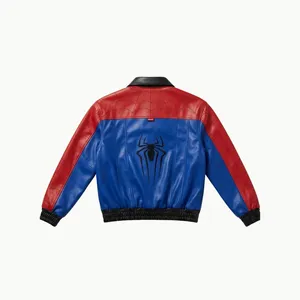 Blouson Bomber en Cuir PU pour Homme avec Motif Araignée, Fermeture Éclair Premium, Blouson de Moto - Product Image 2