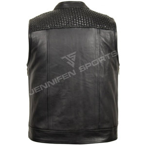 Chaleco de Cuero con Cierre de Cremallera, Chaqueta de Motociclista, Cuero Vacuno Genuino, Estilo Outback, Hecho en Pakistán, Chaleco de Cuero Trenzado Elegante - Product Image 5