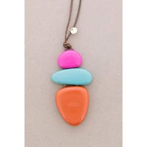 Collier élégant en résine et en bois pour femmes, bijoux de mode pour les fournitures de fête - Product Image 2