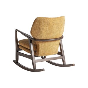 Fauteuil à bascule de style moderne du milieu du siècle, en teck massif, avec revêtement rembourré, ergonomique, coussin moelleux, meubles d'intérieur - Product Image 4