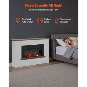 Cheminée électrique autoportante de 65,5 pouces, 1500W, 5120 BTU, avec protection contre la surchauffe et manteau décoratif - Product Image 1