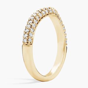 Bague Chevron Diamant Courbé en Or Jaune - Product Image 3