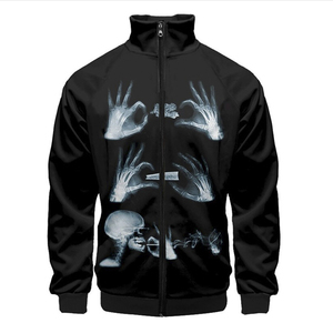 Blouson matelassé pour homme bleu marine à col montant, coupe-vent, avec fermeture éclair, décontracté, pour l'hiver, en polyester rembourré - Product Image 1