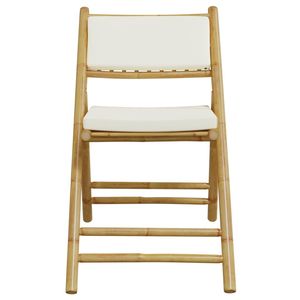 Ensemble de chaises de bistrot pliantes 4 pièces avec coussins blancs crème en bambou - Product Image 4