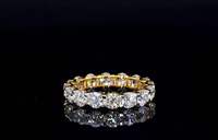 Bague d'éternité de fiançailles en diamant de laboratoire 4 carats, or jaune 14K, taille brillant, cercle complet, anneau de mariage à griffes partagées, certifié IGI