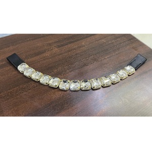 Diadema de lujo para caballo con acabado dorado de cristal, cuero negro y pedrería transparente, accesorio de equitación en 4 tallas LLT - Product Image 2