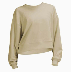 Sudadera Casual de Algodón Oversize para Mujer con Cuello Redondo, Hombros Descubiertos y Manga Larga, Lisa, OEM - Product Image 3