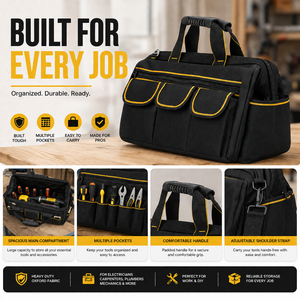 Heavy Duty Oxford Fabric Multi-Pocket Tool Bag with Adjustable Shoulder Strap for Electricians & Technicians - Product Image 4