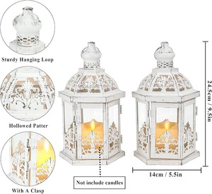 Farol Decorativo de Hierro Hecho a Mano para Jardín y Patio, Portavelas de Metal Vintage con Ventanas de Vidrio para Decoración Navideña - Product Image 2