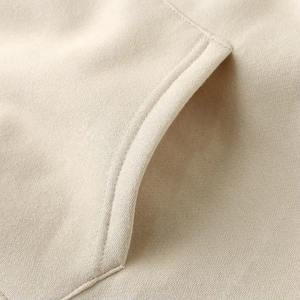 Sudadera con Capucha de Felpa de Algodón Beige para Hombre, Corte Holgado, Estilo Casual, con Bolsillo Tipo Canguro, Manga Larga, Color Sólido - Product Image 6