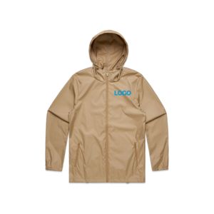 Veste coupe-vent blanche à capuche pour homme, imperméable, respirante, en polyester, style décontracté, avec logo imprimé sur le devant, style printemps - Product Image 5