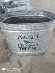 Galvanized Metal Bucket Christmas <b>Tree</b> Farm <b>Planter</b> Rustic Farmhouse Style <b>for</b> Indoor Outdoor Home Decor - Product Image 3