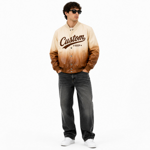 Veste de sport en twill pour homme, style vintage, en cuir, avec logo personnalisé par transfert thermique, col rabattu, pour l'automne - Product Image 4