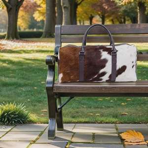 Bolsa de Viaje de Cuero Auténtico, Estilo Vintage, Hecha a Mano, Ligera, con Cierre, Gran Capacidad, Portátil - Product Image 4