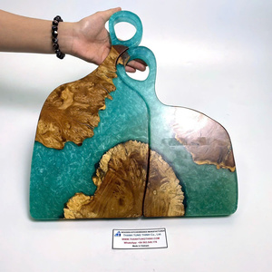 Custom Epoxy Resin Coasters Wooden Coaster <b>Set</b> Elegant Blue Resin Coasters for Drinks Luxury Trending 2026 Products - Product Image 4