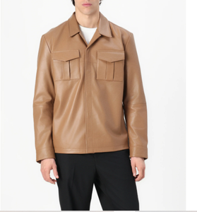 Veste en cuir véritable pour homme, de qualité supérieure, respirante, chaude pour l'hiver, ajustée, en cuir de mouton. - Product Image 1