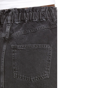 Mini-jupe en jean gris anthracite délavé, cinq poches, taille haute, coupe droite ajustée, en coton stretch, durable - Product Image 5