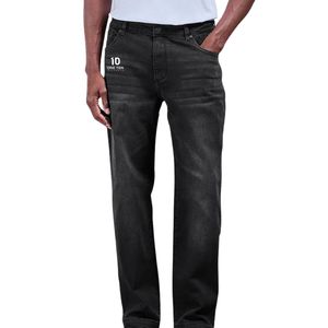 Jean en denim délavé coupe droite, pantalon décontracté à jambe ample pour l'automne, pantalon confortable pour le quotidien, streetwear durable, vêtements personnalisés - Product Image 1