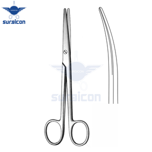 Tijeras quirúrgicas reutilizables de acero inoxidable curvadas y de punta roma de 16 cm (6¼ pulgadas) para cirugía general, plástica y disección de tejidos - Product Image 2