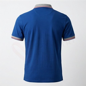 Polo de Manga Corta Azul para Hombre, Algodón Oxford, Logotipo Bordado, Casual, Transpirable, Corte Regular, Diseño Sólido - Product Image 2