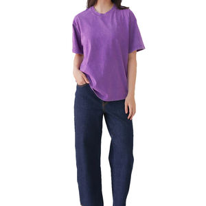 Camisetas Personalizables de Estilo Urbano para Mujer, Lavado Ácido, Cuello Redondo, Transpirables, de Alta Calidad y Cómodas - Product Image 5