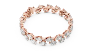 Bracelet tennis à quatre griffes en or massif 18 carats avec diamant de laboratoire taille poire, bijoux fins pour femme, scintillant, fermoir à maillons flexibles - Product Image 6