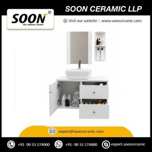 Mueble de Baño Moderno con Lavabo Integrado de Cerámica y Aleación de Aluminio, Resistente al Agua, con Espejo y Gabinete, Calidad de Hotel, Color Blanco - Product Image 4