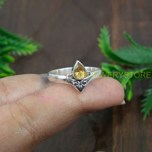 Bague en argent sterling 925 avec citrine taille poire, motif spirale fait main, bague statement, pierre précieuse jaune naturelle pour femme, épouse, elle - Product Image 5