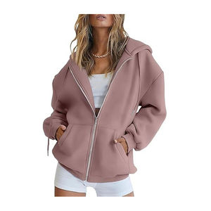 Sudadera Clásica Simple de Color Sólido para Mujer, Estilo Casual con Cierre para Otoño Invierno, Precio Económico, Venta al Por Mayor, OEM Personalizado - Product Image 1