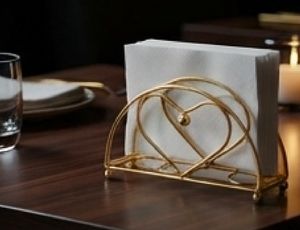 Stylish Golden Metal Napkin <b>Holder</b> Elegant <b>Tissue</b> Stand For Dining Table <b>Kitchen</b> And Home Decor Modern Decorative Organizer - Product Image 5