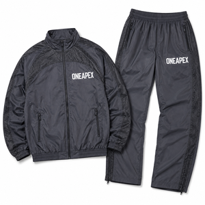 Ensemble de survêtement gris anthracite pour homme, veste coupe-vent légère et pantalon avec empiècements en mesh, tenue de sport, streetwear, deux pièces - Product Image 4