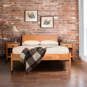 Wholesale Mid-Century Modern Solid Wood Platform <b>Bed</b> | Scandinavian Light Wood Double <b>Bed</b> Frame - Product Image 2