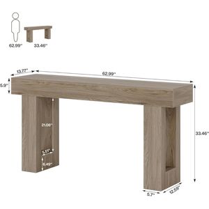 Tavolo Console Rettangolare in Legno, Lungo Tavolo da Divano per Posto dietro il Divano - Product Image 6