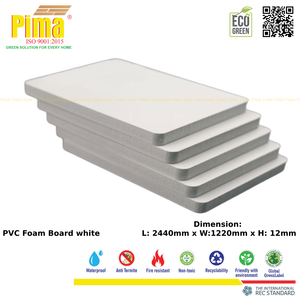 แผ่นโฟม PVC-WPC หนา 12 มม. ความหนาแน่น 0.6 กรัม/ซม.³ สีขาว ป้องกันปลวก แผ่นพลาสติกสำหรับผลิตตู้และเฟอร์นิเจอร์ - Product Image 6